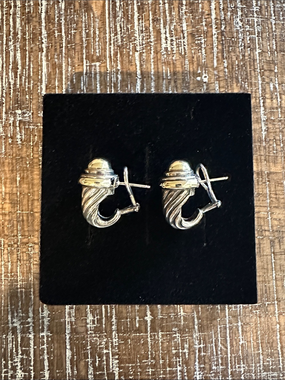 Authentic David Yurman Vintage Two-Tone Cable Shrimp Earrings